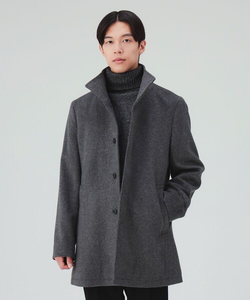 BEAMS HEART(ビームスハート)の「メリノウール スタンドカラー ショートコート(ステンカラーコート・メンズ・グレー/ブラック・SMALL/MEDIUM/LARGE/X-LARGE)」の1枚目の写真