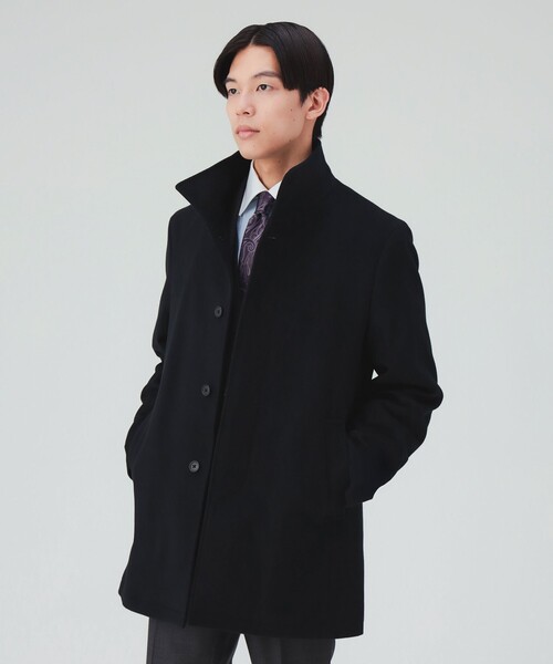 BEAMS HEART(ビームスハート)の「メリノウール スタンドカラー ショートコート(ステンカラーコート・メンズ・グレー/ブラック・SMALL/MEDIUM/LARGE/X-LARGE)」の2枚目の写真