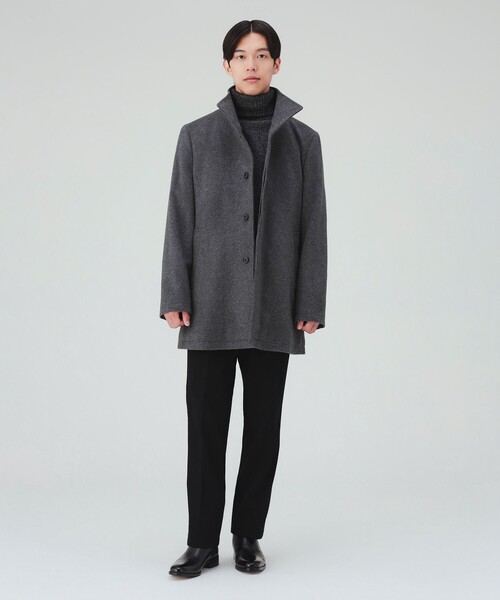 BEAMS HEART(ビームスハート)の「メリノウール スタンドカラー ショートコート(ステンカラーコート・メンズ・グレー/ブラック・SMALL/MEDIUM/LARGE/X-LARGE)」の3枚目の写真