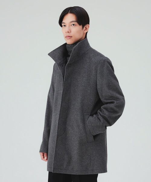 BEAMS HEART(ビームスハート)の「メリノウール スタンドカラー ショートコート(ステンカラーコート・メンズ・グレー/ブラック・SMALL/MEDIUM/LARGE/X-LARGE)」の5枚目の写真