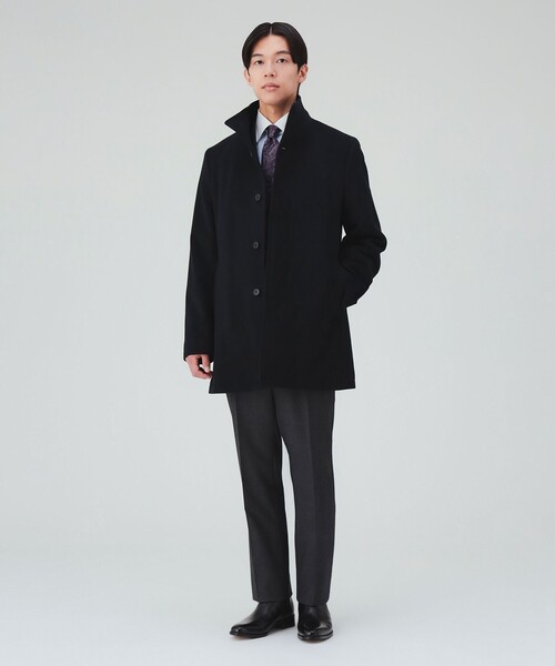 BEAMS HEART(ビームスハート)の「メリノウール スタンドカラー ショートコート(ステンカラーコート・メンズ・グレー/ブラック・SMALL/MEDIUM/LARGE/X-LARGE)」の6枚目の写真