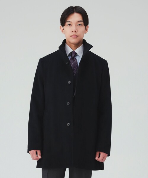 BEAMS HEART(ビームスハート)の「メリノウール スタンドカラー ショートコート(ステンカラーコート・メンズ・グレー/ブラック・SMALL/MEDIUM/LARGE/X-LARGE)」の9枚目の写真