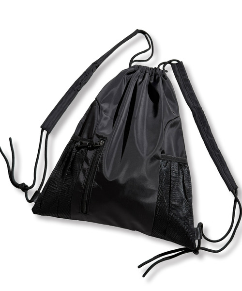 Chandelier(シャンデリア)の「ナップサック ギャザー ポケット 2TYPE 巾着 リュックサック バックパック(バックパック/リュック・レディース・ブラック/ホワイト/ブラック系・ONESIZE)」の7枚目の写真