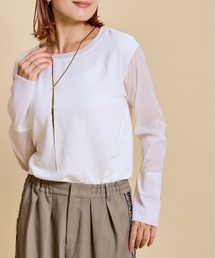 LHELBIE（レルビエ）の「シアースリーブブラウスロンT（Tシャツ/カットソー）」