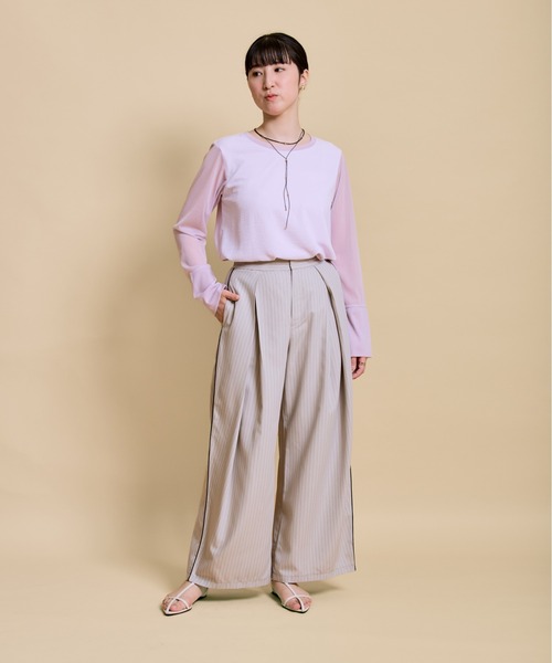LHELBIE(レルビエ)の「シアースリーブブラウスロンT(Tシャツ/カットソー・レディース・オフホワイト/ライトパープル/ブラック/ブラウン・M)」の11枚目の写真