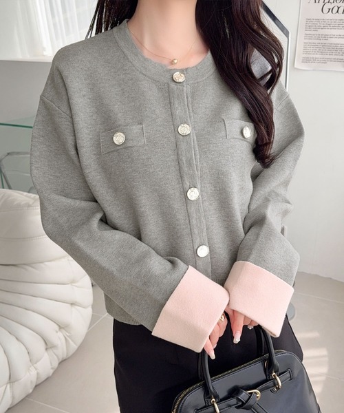 mily bilet(ミウィビレット)の「【mily bilet】一目惚れ注意! きちんと感に、可愛らしさをひとさじ。Wフェイスカーディガン(カーディガン/ボレロ・レディース・アイボリー/ライトグレー/ネイビー/チャコール・LARGE/X-LARGE/SMALL/MEDIUM)」の19枚目の写真