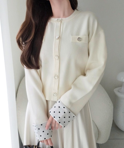 mily bilet(ミウィビレット)の「【mily bilet】一目惚れ注意! きちんと感に、可愛らしさをひとさじ。Wフェイスカーディガン(カーディガン/ボレロ・レディース・アイボリー/ライトグレー/ネイビー/チャコール・LARGE/X-LARGE/SMALL/MEDIUM)」の16枚目の写真