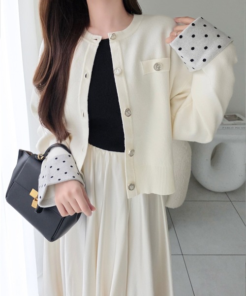 mily bilet(ミウィビレット)の「【mily bilet】一目惚れ注意! きちんと感に、可愛らしさをひとさじ。Wフェイスカーディガン(カーディガン/ボレロ・レディース・アイボリー/ライトグレー/ネイビー/チャコール・LARGE/X-LARGE/SMALL/MEDIUM)」の17枚目の写真