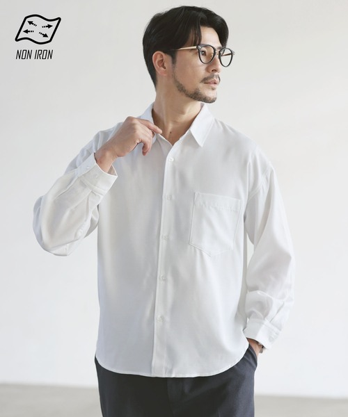 SPU(スプ)の「【防シワ・ウール】Wool Blend Relaxed-Fit Regular Shirt(シャツ/ブラウス・メンズ・ネイビー/ブラウン/チャコール/ブラック/ホワイト・M/S/XL/L)」の2枚目の写真
