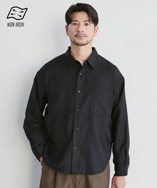 SPU(スプ)の「【防シワ・ウール】Wool Blend Relaxed-Fit Regular Shirt(シャツ/ブラウス・メンズ・ネイビー/ブラウン/チャコール/ブラック/ホワイト・M/S/XL/L)」の3枚目の写真