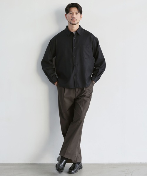 SPU(スプ)の「【防シワ・ウール】Wool Blend Relaxed-Fit Regular Shirt(シャツ/ブラウス・メンズ・ネイビー/ブラウン/チャコール/ブラック/ホワイト・M/S/XL/L)」の8枚目の写真