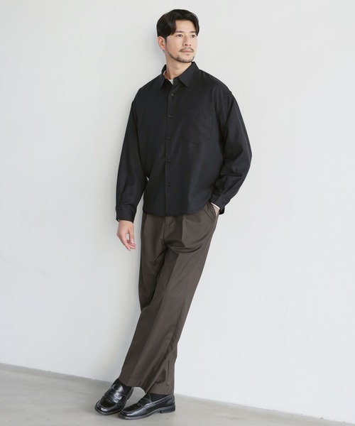 SPU(スプ)の「【防シワ・ウール】Wool Blend Relaxed-Fit Regular Shirt(シャツ/ブラウス・メンズ・ネイビー/ブラウン/チャコール/ブラック/ホワイト・M/S/XL/L)」の9枚目の写真