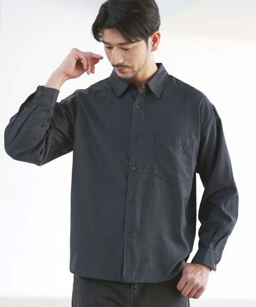SPU(スプ)の「【防シワ・ウール】Wool Blend Relaxed-Fit Regular Shirt(シャツ/ブラウス・メンズ・ネイビー/ブラウン/チャコール/ブラック/ホワイト・M/S/XL/L)」の12枚目の写真