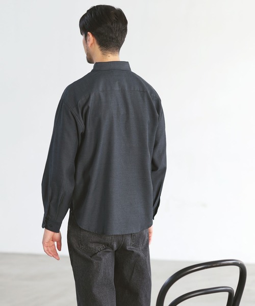 SPU(スプ)の「【防シワ・ウール】Wool Blend Relaxed-Fit Regular Shirt(シャツ/ブラウス・メンズ・ネイビー/ブラウン/チャコール/ブラック/ホワイト・M/S/XL/L)」の14枚目の写真