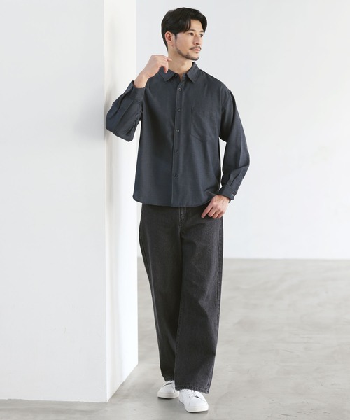SPU(スプ)の「【防シワ・ウール】Wool Blend Relaxed-Fit Regular Shirt(シャツ/ブラウス・メンズ・ネイビー/ブラウン/チャコール/ブラック/ホワイト・M/S/XL/L)」の18枚目の写真
