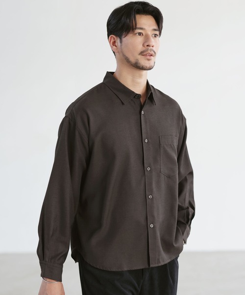 SPU(スプ)の「【防シワ・ウール】Wool Blend Relaxed-Fit Regular Shirt(シャツ/ブラウス・メンズ・ネイビー/ブラウン/チャコール/ブラック/ホワイト・M/S/XL/L)」の19枚目の写真