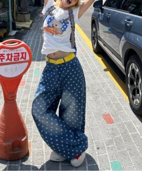 Vipoa(ヴィポア)の「Wide dot print denim(デニムパンツ・レディース・ブルー・MEDIUM/LARGE)」の22枚目の写真