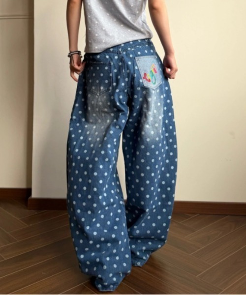 Vipoa(ヴィポア)の「Wide dot print denim(デニムパンツ・レディース・ブルー・MEDIUM/LARGE)」の13枚目の写真