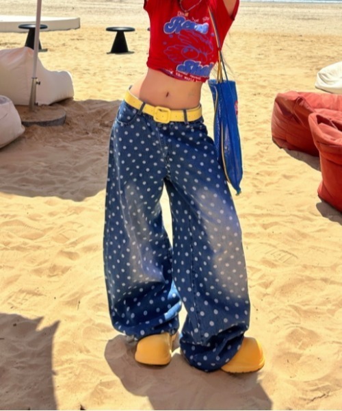 Vipoa(ヴィポア)の「Wide dot print denim(デニムパンツ・レディース・ブルー・MEDIUM/LARGE)」の15枚目の写真
