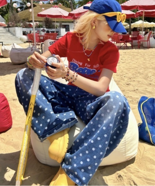 Vipoa(ヴィポア)の「Wide dot print denim(デニムパンツ・レディース・ブルー・MEDIUM/LARGE)」の16枚目の写真