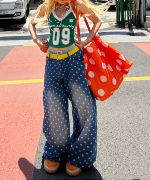Vipoa(ヴィポア)の「Wide dot print denim(デニムパンツ・レディース・ブルー・MEDIUM/LARGE)」の17枚目の写真