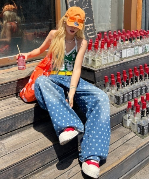 Vipoa(ヴィポア)の「Wide dot print denim(デニムパンツ・レディース・ブルー・MEDIUM/LARGE)」の21枚目の写真