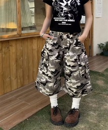 迷彩カーゴ7分丈デニムパンツ