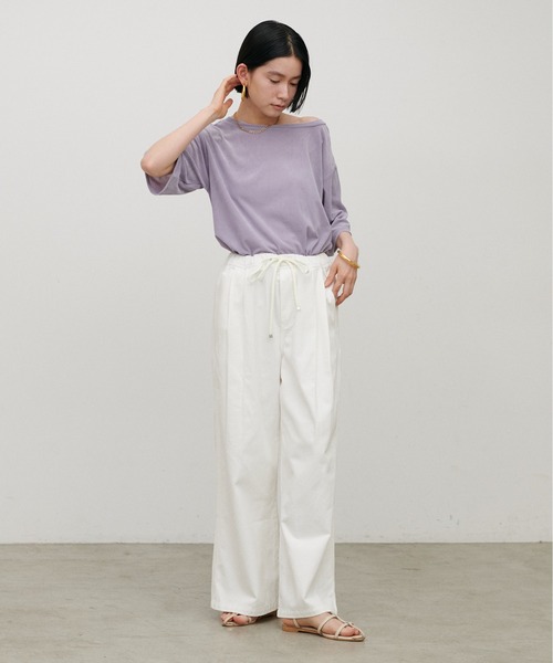LARUTA(ラルータ)の「【LARUTA】半袖シアーとろもちベロアプルオーバー(Tシャツ/カットソー・レディース・ネイビー/ブラウン/ラベンダー/オフホワイト・FREE)」の20枚目の写真