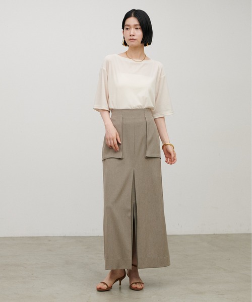 LARUTA(ラルータ)の「【LARUTA】半袖シアーとろもちベロアプルオーバー(Tシャツ/カットソー・レディース・ネイビー/ブラウン/ラベンダー/オフホワイト・FREE)」の8枚目の写真