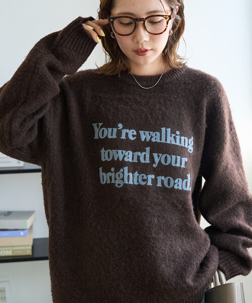 FREAK'S STORE(フリークスストア)の「限定展開 フロッキー プリント ロゴ ニット プルオーバー(ニット/セーター・レディース・ブラック/ネイビー/ブラウン/グレー/ナチュラル・フリ-)」の1枚目の写真