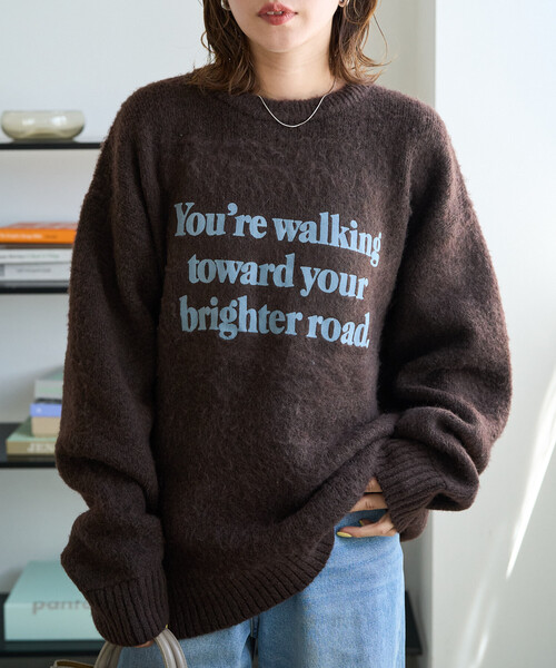 FREAK'S STORE(フリークスストア)の「限定展開 フロッキー プリント ロゴ ニット プルオーバー(ニット/セーター・レディース・ブラック/ネイビー/ブラウン/グレー/ナチュラル・フリ-)」の10枚目の写真