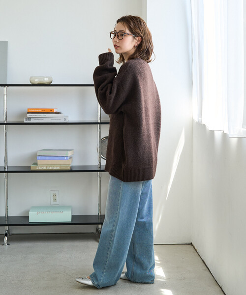 FREAK'S STORE(フリークスストア)の「限定展開 フロッキー プリント ロゴ ニット プルオーバー(ニット/セーター・レディース・ブラック/ネイビー/ブラウン/グレー/ナチュラル・フリ-)」の12枚目の写真
