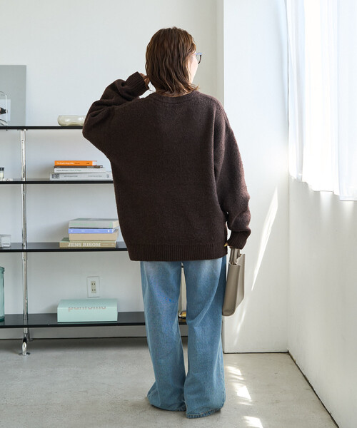 FREAK'S STORE(フリークスストア)の「限定展開 フロッキー プリント ロゴ ニット プルオーバー(ニット/セーター・レディース・ブラック/ネイビー/ブラウン/グレー/ナチュラル・フリ-)」の13枚目の写真