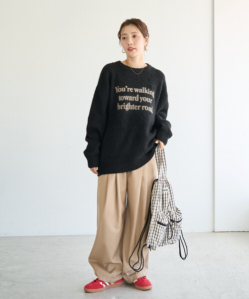 FREAK'S STORE(フリークスストア)の「限定展開 フロッキー プリント ロゴ ニット プルオーバー(ニット/セーター・レディース・ブラック/ネイビー/ブラウン/グレー/ナチュラル・フリ-)」の18枚目の写真