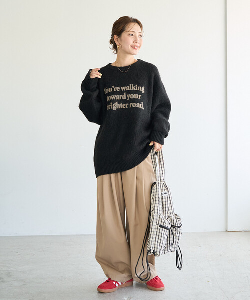 FREAK'S STORE(フリークスストア)の「限定展開 フロッキー プリント ロゴ ニット プルオーバー(ニット/セーター・レディース・ブラック/ネイビー/ブラウン/グレー/ナチュラル・フリ-)」の19枚目の写真