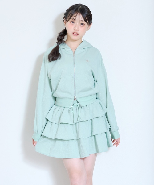 LOVETOXIC(ラブトキシック)の「【LTXC】ラメキラダブルジップパーカ ティアードセットアップ(ワンピース・キッズ・ミント/グレー/ブラック・M:150cm/S:140cm/L:160cm/130cm)」の19枚目の写真