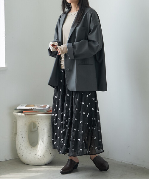FREAK'S STORE(フリークスストア)の「花刺繍スカート(スカート・レディース・オフホワイト/ブラウン/ブラック・フリ-)」の6枚目の写真