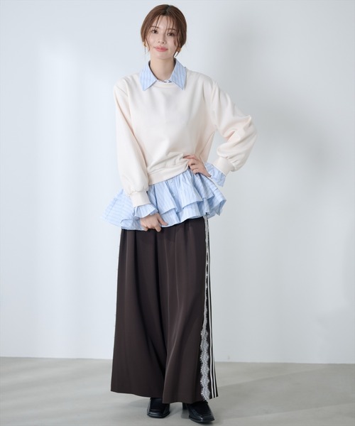 AND COUTURE(アンドクチュール)の「シャツレイヤードプルオーバー(Tシャツ/カットソー・レディース・アイボリー/ブルー/ネイビー・FREE)」の15枚目の写真