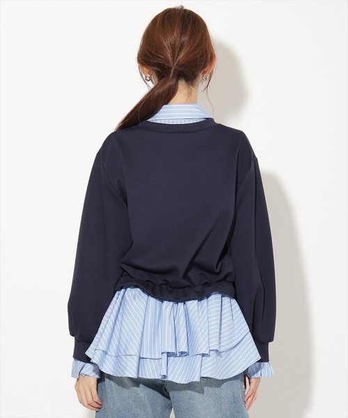 AND COUTURE(アンドクチュール)の「シャツレイヤードプルオーバー(Tシャツ/カットソー・レディース・アイボリー/ブルー/ネイビー・FREE)」の20枚目の写真