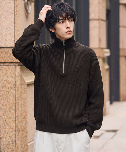 HECT】Bulky Relax Fit Half Zip Knit / バルキー リラックスフィット