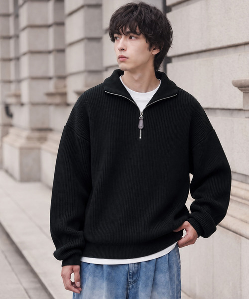 HECT】Bulky Relax Fit Half Zip Knit / バルキー リラックスフィット