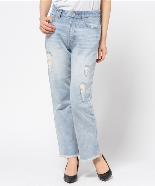 DouDou(ドゥドゥ)の「【DouDou】クラッシュワイドデニムパンツ(デニムパンツ・レディース・ホワイト/ブルー・36/38)」の6枚目の写真