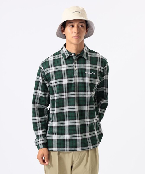 BEAMS GOLF(ビームスゴルフ)の「ORANGE LABEL / チェック ロングスリーブ ポロシャツ(ポロシャツ・メンズ・グリーン/ワイン・S/M/L/XL)」の2枚目の写真