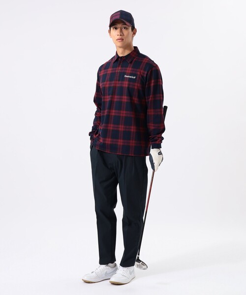 BEAMS GOLF(ビームスゴルフ)の「ORANGE LABEL / チェック ロングスリーブ ポロシャツ(ポロシャツ・メンズ・グリーン/ワイン・S/M/L/XL)」の3枚目の写真