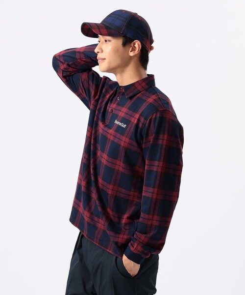 BEAMS GOLF(ビームスゴルフ)の「ORANGE LABEL / チェック ロングスリーブ ポロシャツ(ポロシャツ・メンズ・グリーン/ワイン・S/M/L/XL)」の4枚目の写真