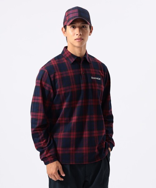 BEAMS GOLF(ビームスゴルフ)の「ORANGE LABEL / チェック ロングスリーブ ポロシャツ(ポロシャツ・メンズ・グリーン/ワイン・S/M/L/XL)」の5枚目の写真