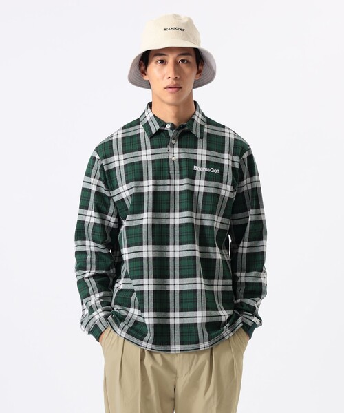 BEAMS GOLF(ビームスゴルフ)の「ORANGE LABEL / チェック ロングスリーブ ポロシャツ(ポロシャツ・メンズ・グリーン/ワイン・S/M/L/XL)」の7枚目の写真