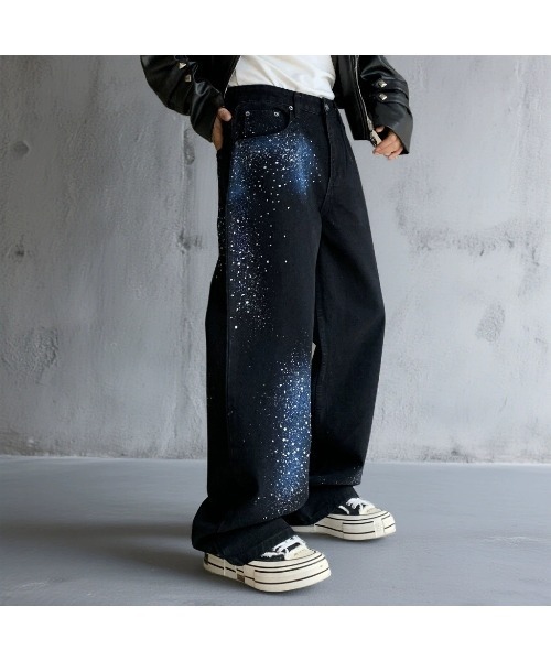 DOUBLE STEAL（ダブルスティール）の「DSグリッターワイドデニムパンツ（デニムパンツ・メンズ・ブラック・X-LARGE/LARGE/MEDIUM）」の4枚目の写真
