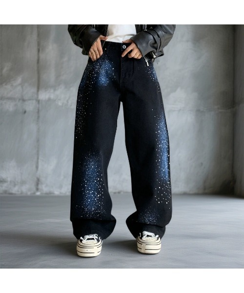 DOUBLE STEAL（ダブルスティール）の「DSグリッターワイドデニムパンツ（デニムパンツ・メンズ・ブラック・X-LARGE/LARGE/MEDIUM）」の2枚目の写真