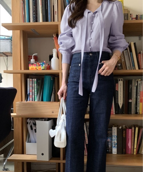 kirakiraShop(キラキラショップ)の「タイ付き エンボス ブラウス(シャツ/ブラウス・レディース・ピンク/パープル/ホワイト・FREE)」の21枚目の写真